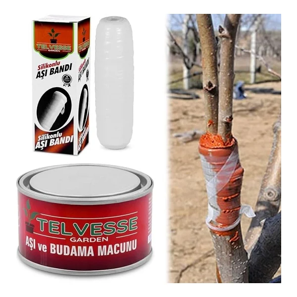 Aşı Bandı + Aşı Macunu 2'li Set Ağaç Budama Aşılama Macunu Bant Seti Aşılama Aleti - Görsel 6