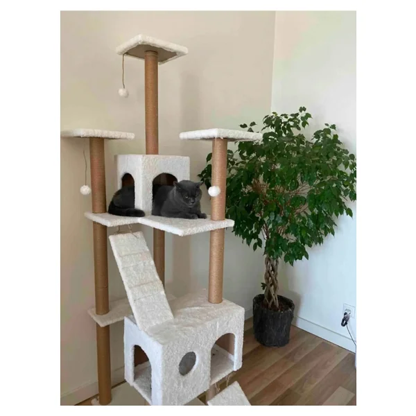 Nursoft Cat City Yeni Rezidans Kedi Oyun Evi Ve Tırmalaması - Beyaz - Görsel 7