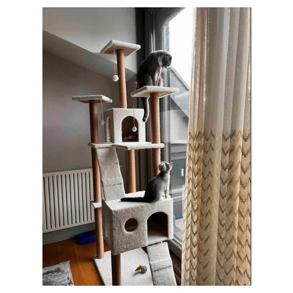 Nursoft Cat City Yeni Rezidans Kedi Oyun Evi Ve Tırmalaması - Beyaz - Görsel 8
