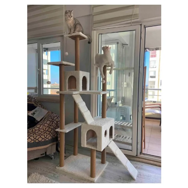 Nursoft Cat City Yeni Rezidans Kedi Oyun Evi Ve Tırmalaması - Beyaz - Görsel 9