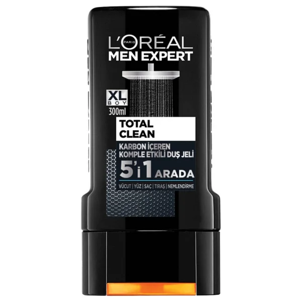 L'oreal Paris Men Expert Total Clean 5'i 1 Arada Kömürlü Duş Jeli 300 Ml 3 Adet - Görsel 2