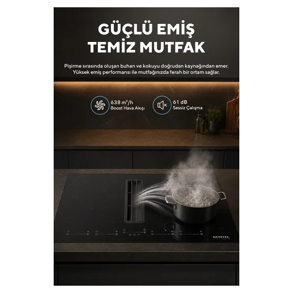 Kumtel Hflow-6074 Davlumbaz Entegreli İndüksiyonlu Ankastre Ocak - Görsel 2