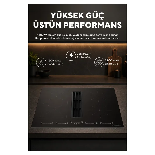 Kumtel Hflow-6074 Davlumbaz Entegreli İndüksiyonlu Ankastre Ocak - Görsel 3