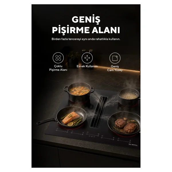 Kumtel Hflow-6074 Davlumbaz Entegreli İndüksiyonlu Ankastre Ocak - Görsel 4