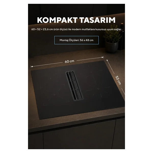 Kumtel Hflow-6074 Davlumbaz Entegreli İndüksiyonlu Ankastre Ocak - Görsel 7