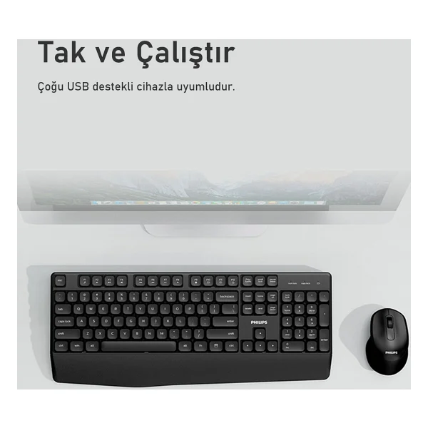 Philips Spt6348 Kablosuz Klavye Mouse Seti - Görsel 2