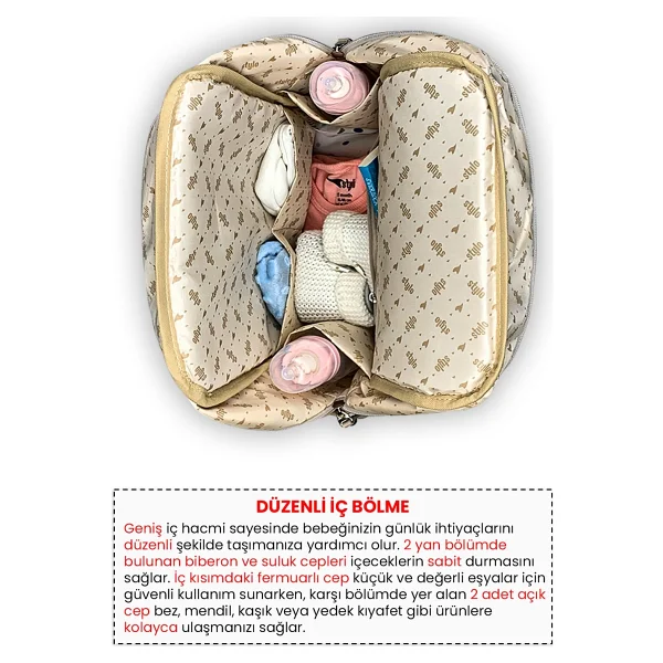 Stylo Working Mothers Bag Bebek Bakım Sırt Çantası - Krem - Görsel 3