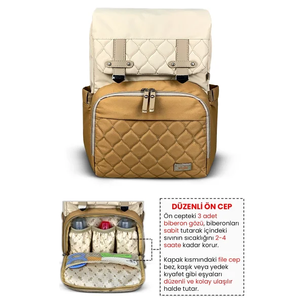 Stylo Working Mothers Bag Bebek Bakım Sırt Çantası - Krem - Görsel 4