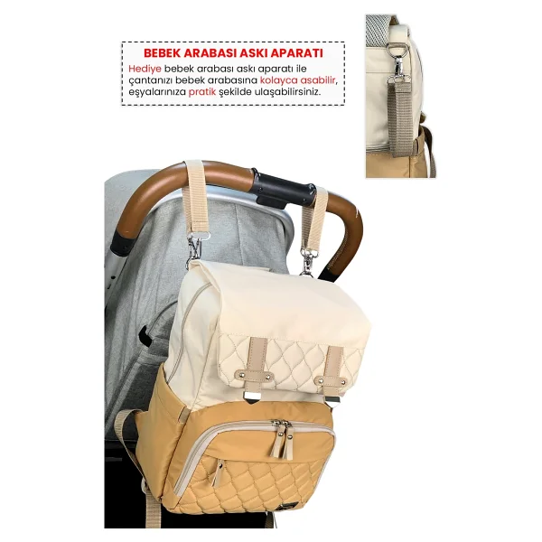 Stylo Working Mothers Bag Bebek Bakım Sırt Çantası - Krem - Görsel 6