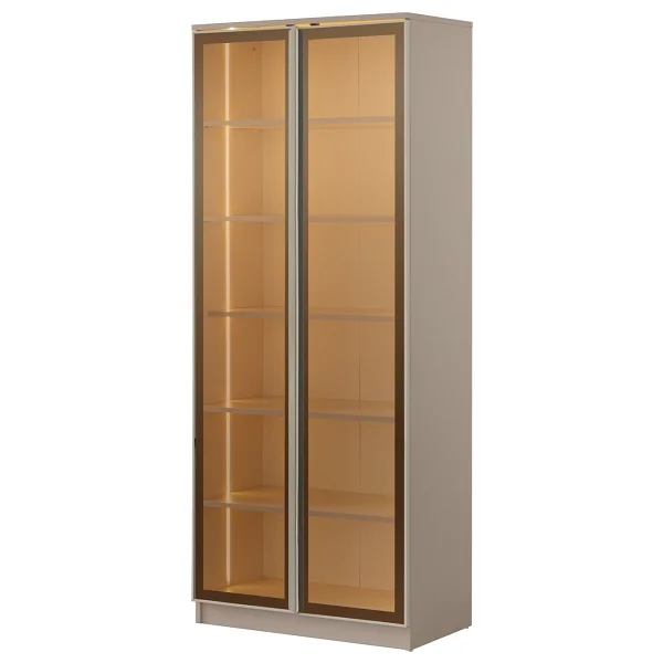 Eymense Hera Kahve Köşesi %100 Mdf Çerçeveli Cam İki Kapaklı Çok Amaçlı Sensör Ledli Mutfak Dolabı Raflı Bej - Görsel 2
