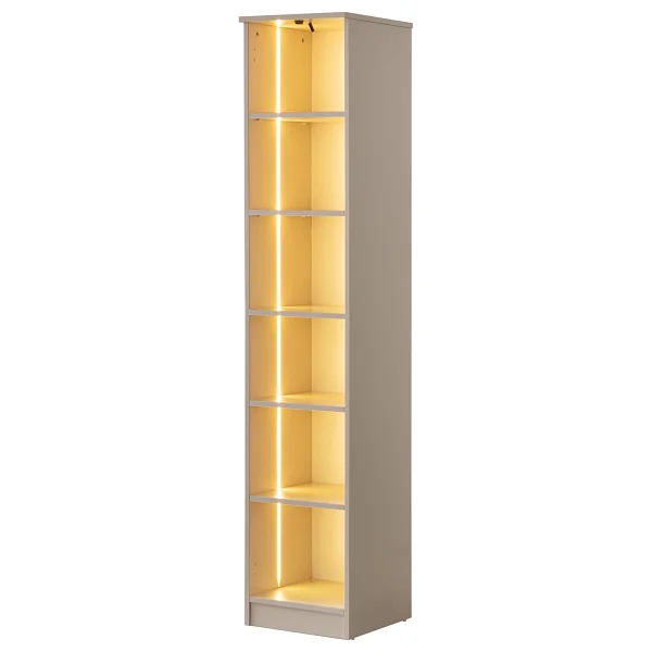 Eymense Hera Kahve Köşesi %100 Mdf Tekli Camlı Çok Amaçlı Sensör Ledli Mutfak Dolabı Raflı Bej - Görsel 4
