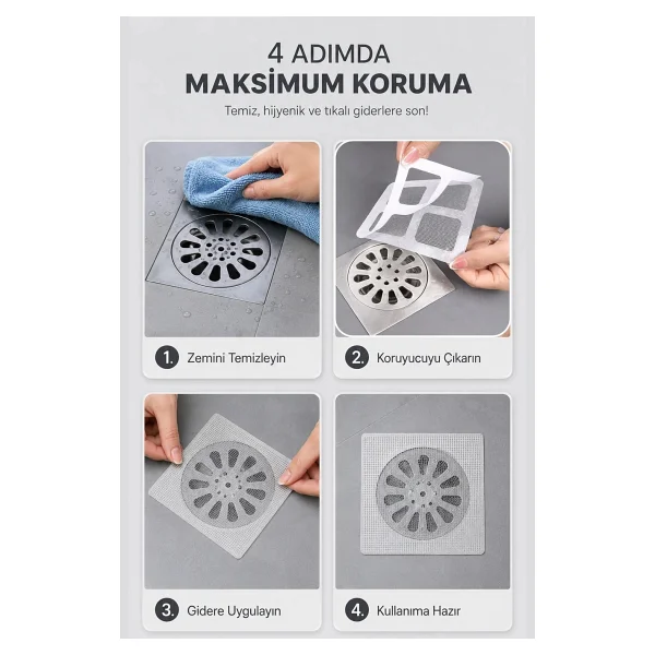 Omilife Gider Koku Önleyici Set 10 Adet Süzgeç Ve Silikon Mat Banyo Mutfak Lavabo Koruyucu - Görsel 6