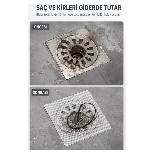 Omilife Gider Koku Önleyici Set 10 Adet Süzgeç Ve Silikon Mat Banyo Mutfak Lavabo Koruyucu - Görsel 8