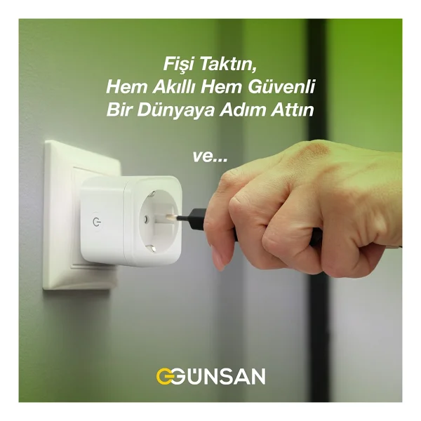 Günsan Wi-Fi Kontrollü Akım Korumalı Akıllı Priz 16a Tuya & Smart Life Destekli - Görsel 3