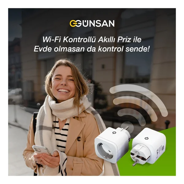 Günsan Wi-Fi Kontrollü Akım Korumalı Akıllı Priz 16a Tuya & Smart Life Destekli - Görsel 7