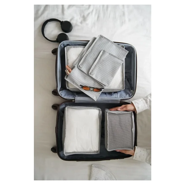 Serstil 6'lı Valiz Düzenleyici Bavul Içi Organizer Set Seyahat Hurcu - Yıldız Desen - Görsel 4