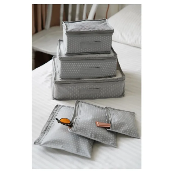 Serstil 6'lı Valiz Düzenleyici Bavul Içi Organizer Set Seyahat Hurcu - Yıldız Desen - Görsel 7