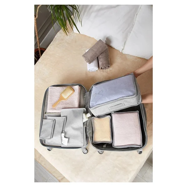 Serstil 6'lı Valiz Düzenleyici Bavul Içi Organizer Set Seyahat Hurcu - Yıldız Desen - Görsel 8