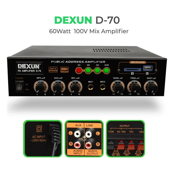 Dexun D-70 70w 100v Hat Trafolu Mikser Amfi - Görsel 2