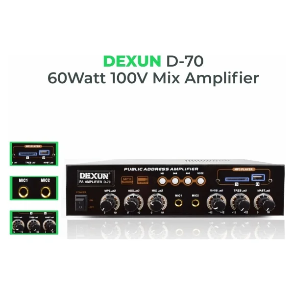 Dexun D-70 70w 100v Hat Trafolu Mikser Amfi - Görsel 3