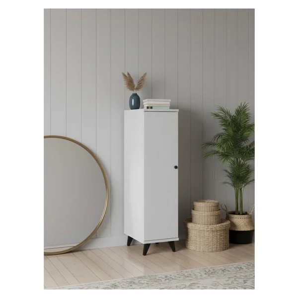 Dienni Simple Çok Amaçlı Dolap 4 Raflı Tek Kapaklı 30x30x144 Beyaz - Görsel 8