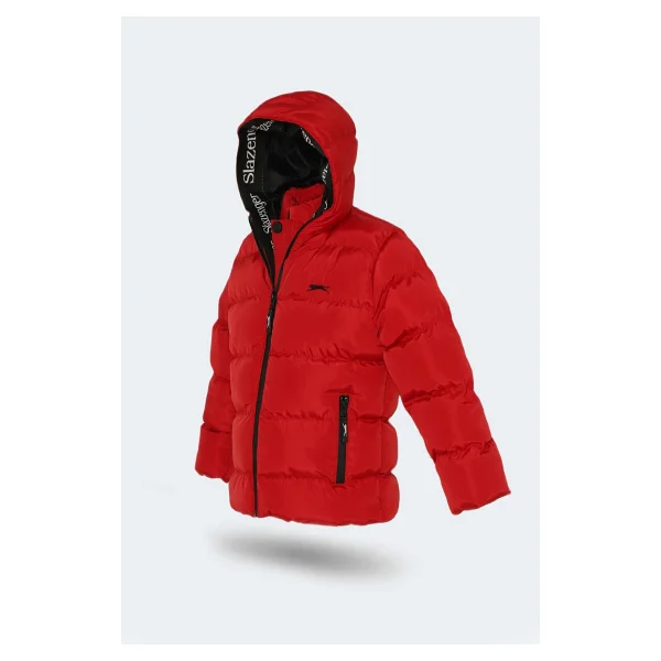 Slazenger Neons Kapüşonlu Kırmızı Çocuk Şişme Mont - Görsel 8