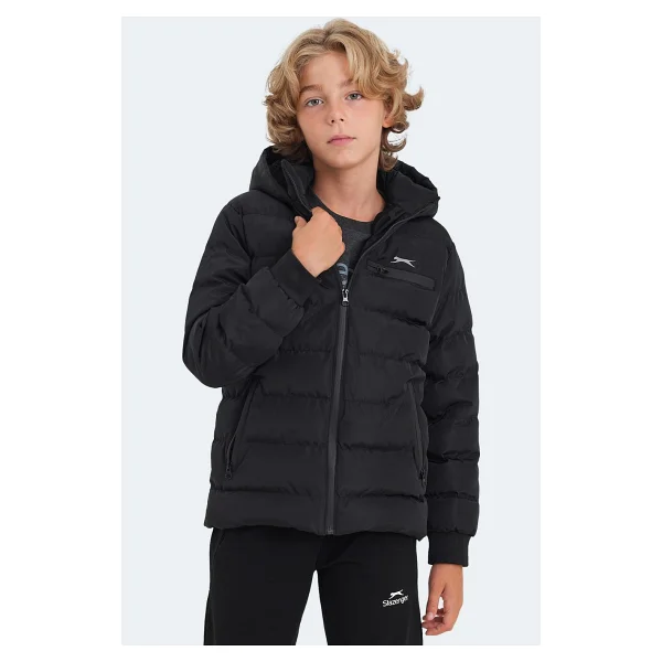Slazenger Captain New Kapüşonlu Siyah Çocuk Şişme Mont - Görsel 10