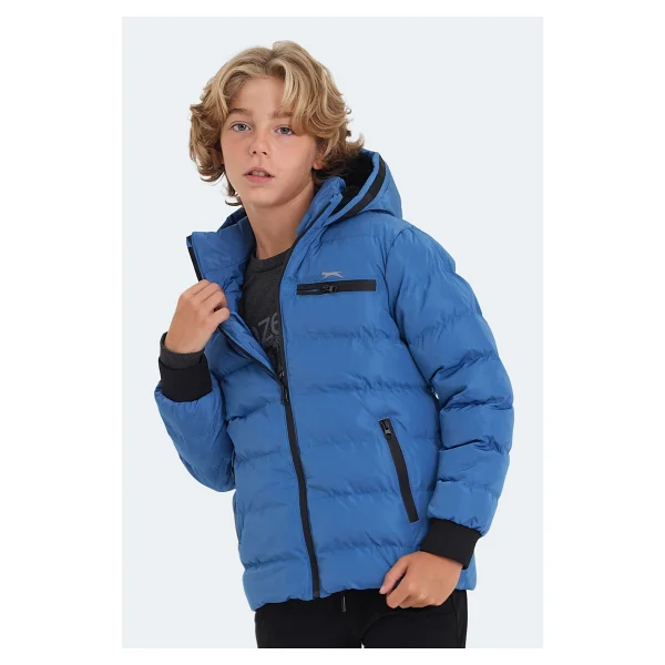 Slazenger Captain Kapüşonlu Saks Mavi Çocuk Şişme Mont - Görsel 8