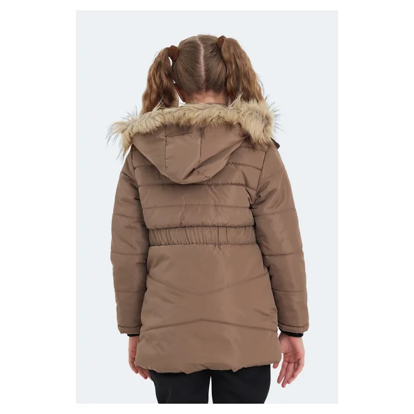 Slazenger Candy New Kapüşonlu Kürklü Bej Kız Çocuk Şişme Mont - Görsel 9
