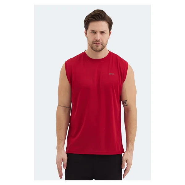 Slazenger Rajya Kırmızı Sıfır Kol Bisiklet Yaka Erkek Tişört - Görsel 6