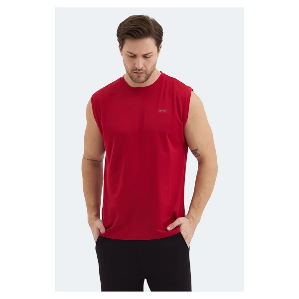 Slazenger Rajya Kırmızı Sıfır Kol Bisiklet Yaka Erkek Tişört - Görsel 9
