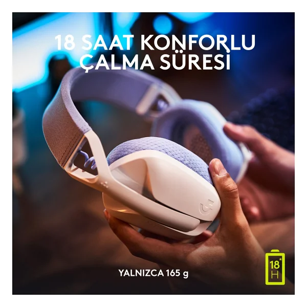Logitech G435 Lightspeed Beyaz Kablosuz Kulak Üstü Oyuncu Kulaklığı - Görsel 6