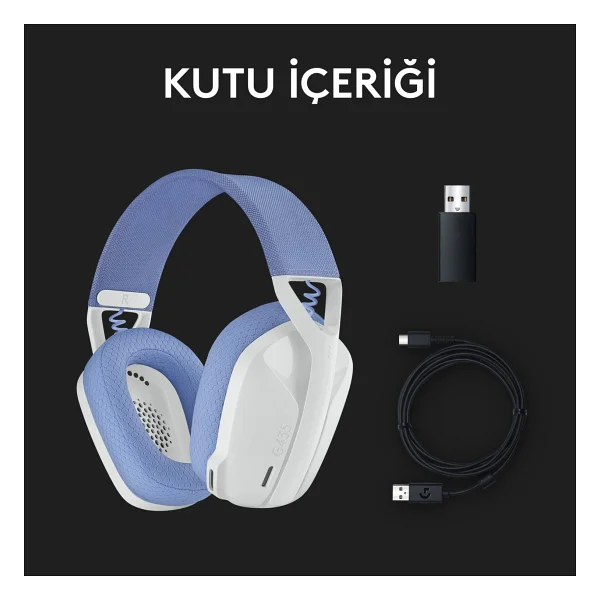 Logitech G435 Lightspeed Beyaz Kablosuz Kulak Üstü Oyuncu Kulaklığı - Görsel 9