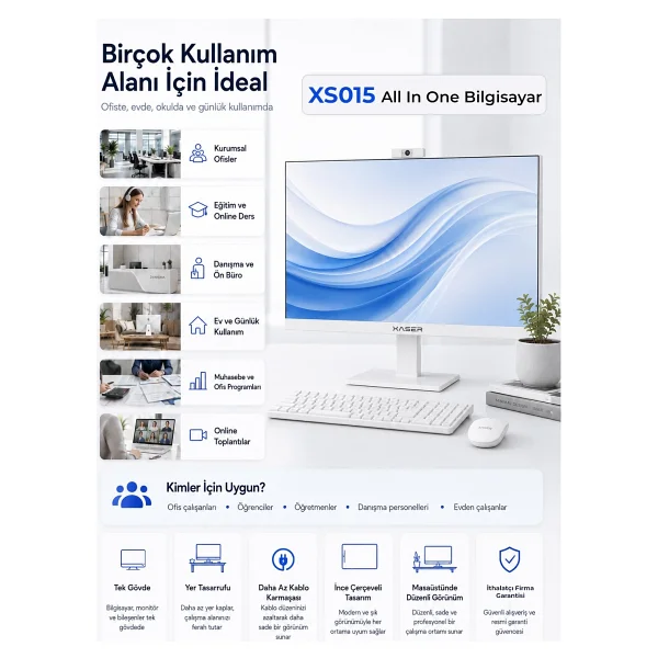 Xaser Xs015 İ5 3470 8gb RAM 512gb SSD 23.8" Webcam + Wi-Fi All In One Bilgisayar - Görsel 4