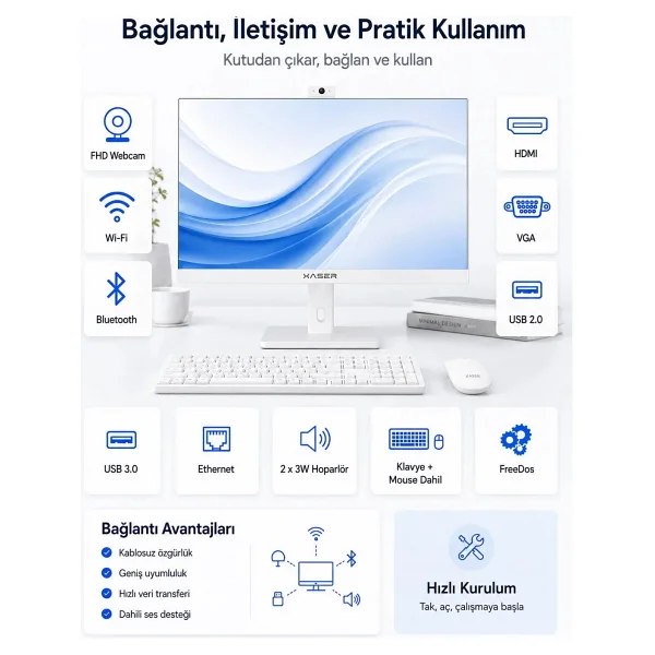 Xaser Xs015 İ5 3470 8gb RAM 512gb SSD 23.8" Webcam + Wi-Fi All In One Bilgisayar - Görsel 7