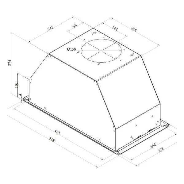 Silverline 1171 Astec Basic Inox 60 Cm Ankastre Aspiratör - Görsel 2