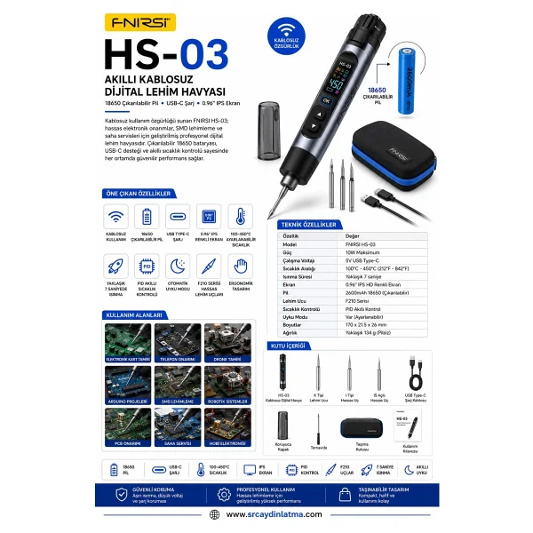 Fnirsi Hs-03 Kablosuz Dijital Ekranlı Kalem Havya - Görsel 2