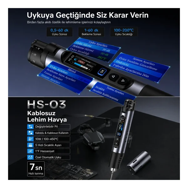 Fnirsi Hs-03 Kablosuz Dijital Ekranlı Kalem Havya - Görsel 4