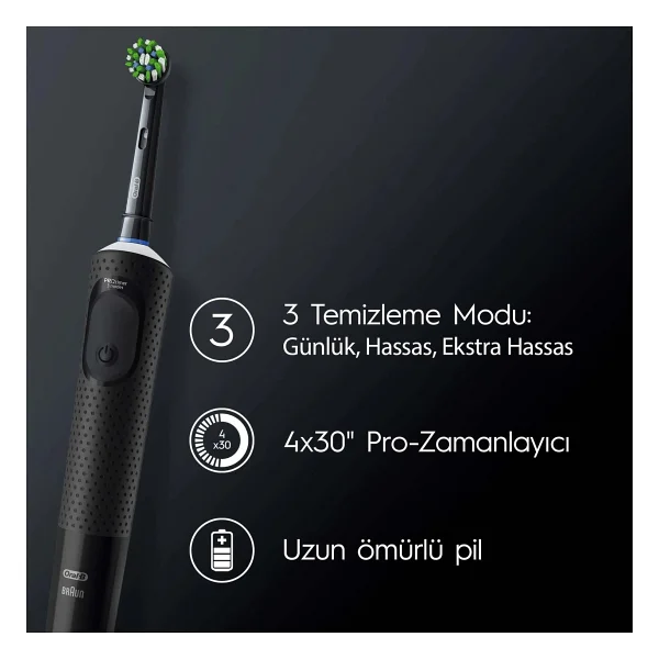 Oral-B Vitality Pro D103 Siyah Şarjlı Diş Fırçası - Görsel 4