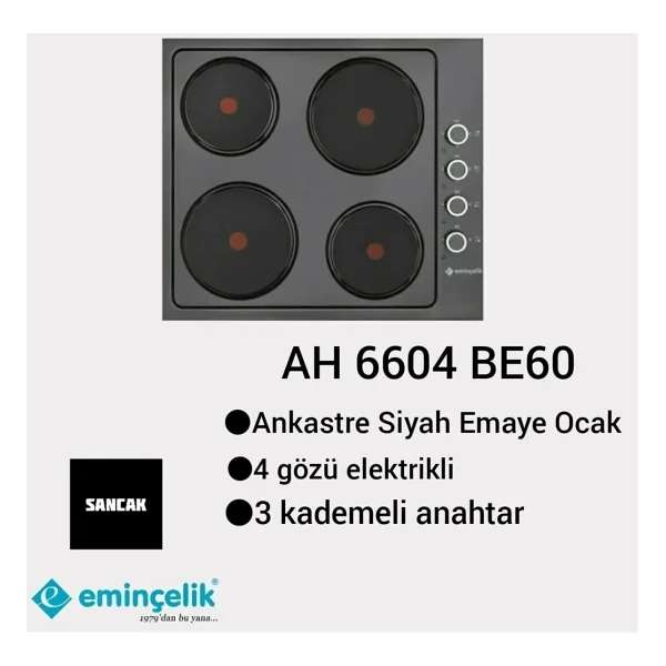 Eminçelik 66 252 Siyah Elektrikli Ankastre Ocak - Görsel 2