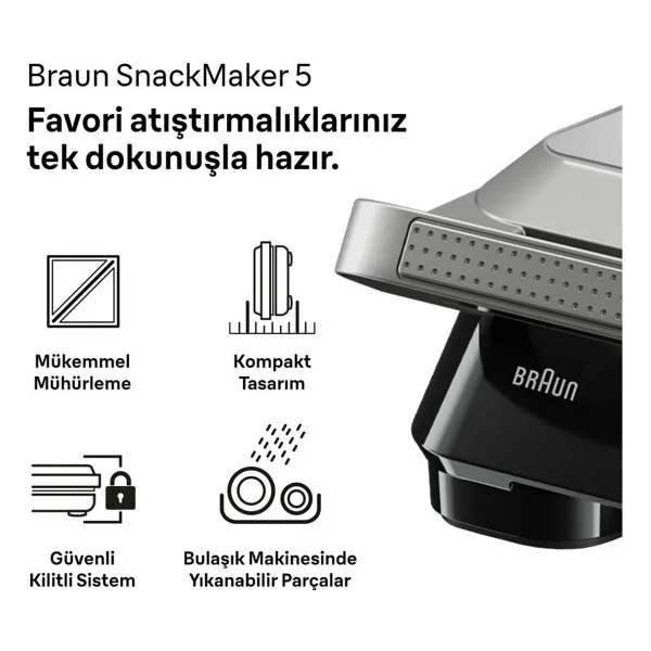 Braun Snackmaker 5 Sm5005 800 W Silver Waffle Ve Tost Makinesi - Görsel 8
