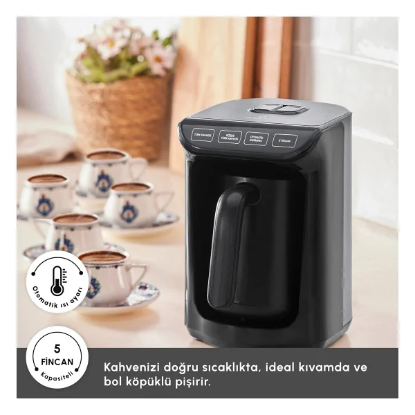 Emsan Hatır Köz Shiny Black Türk Kahve Makinesi - Görsel 4