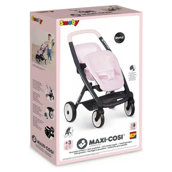 Smoby Maxi-Cosi & Quinny Oyuncak İkiz Bebek Arabası Pembe 253217 - Görsel 7