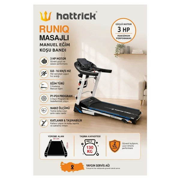 Hattrick Runiq Masajlı Katlanabilir Koşu Bandı - Görsel 2