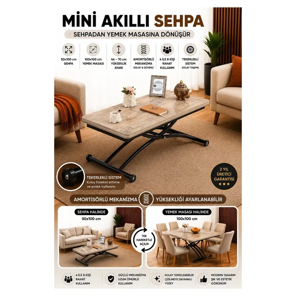 Sehpam Akıllı Sehpa Mini Juppo Üst Tabla Mdf Oval Köşe Alt Ayak Siyah Dışa Kıvrım - Görsel 8