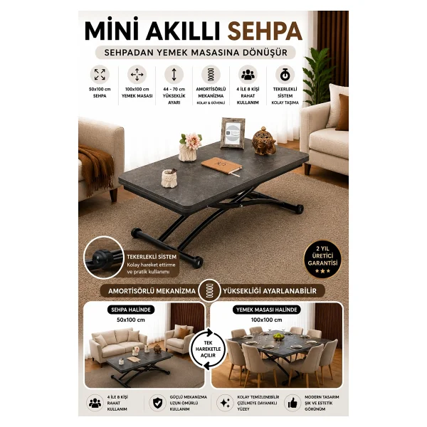 Sehpam Akıllı Sehpa Mini Juppo Üst Tabla Mdf Oval Köşe Alt Ayak Siyah Dışa Kıvrım - Görsel 10