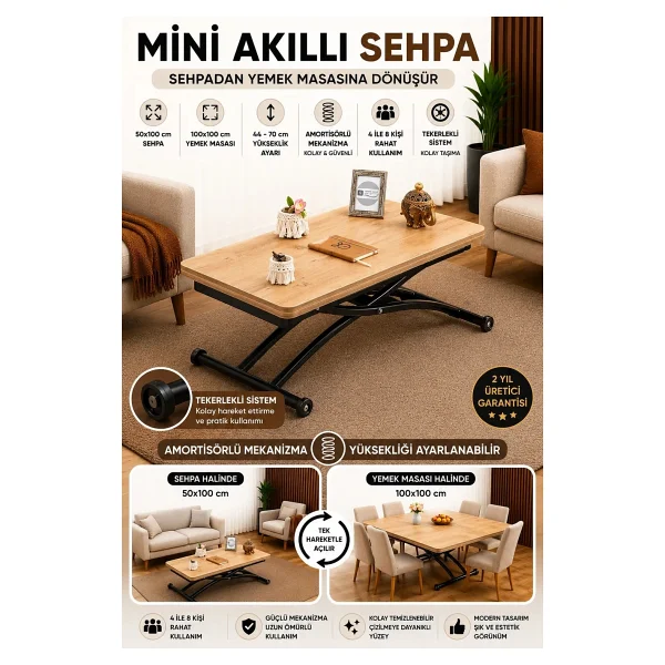 Sehpam Akıllı Sehpa Mini Juppo Üst Tabla Mdf Oval Köşe Alt Ayak Siyah Dışa Kıvrım