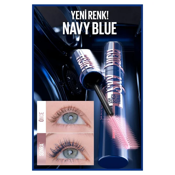 Maybelline New York Sky High Navy Blue Mavi Maskara - Kirpiklerde Limitsiz Uzunluk Ve Hacim Etkisi - Görsel 5