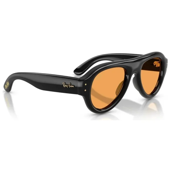 Ray-Ban Aviator Puffer 4925 601/7 Black-Orange Güneş Gözlüğü - Görsel 4