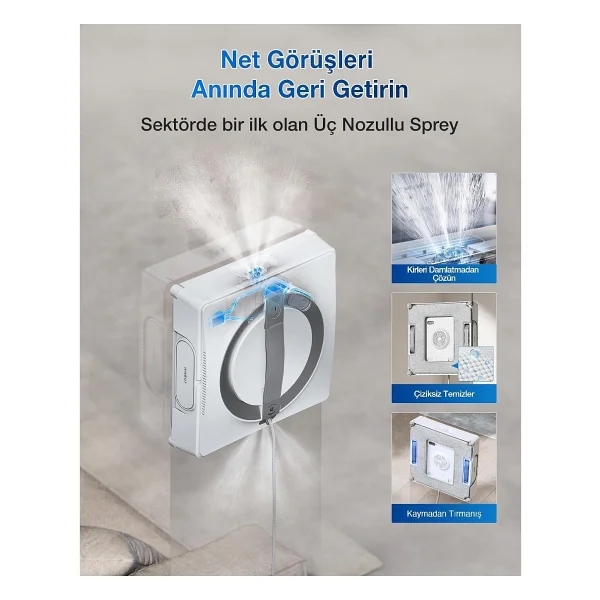 Ecovacs 6'sı 1 Arada Çok Fonksiyonlu Istasyonlu Cam Silme Robotu, 5500pa Yüksek Emiş Güçlü Pro Versiyon - Görsel 6
